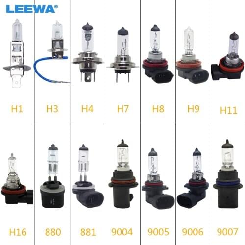 LEEWA 2PCS Car H1 H3 H4 H7 H8 H9 H11 9004 9005 9006 9007 H16 880 55W/100W 12V White FogLights HalogenBulb Car Headlight Bulbs