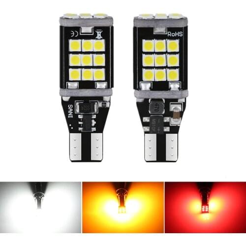 2pcs T15 W16W LED Backup Light Reserve Lamp Canbus Bulbs 3030 24chips NO Error High Power LED Canbus 921 912 W16W Car LED Bulb