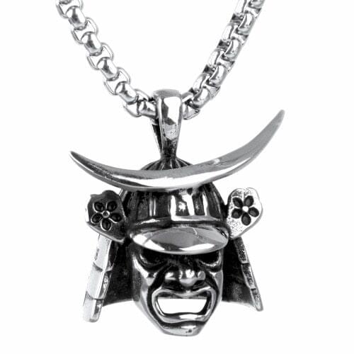316L Stainless Steel Japanese Samurai necklace Armor Face Mark warrior Pendant Mens Biker Rocker Punk Style japan necklaces