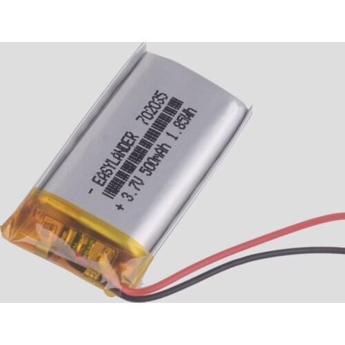 702035 3.7V 500mAh Rechargeable li Polymer Li-ion Battery For mp3 mp4 gps PDA speaker DVR small toys smart watch 072035