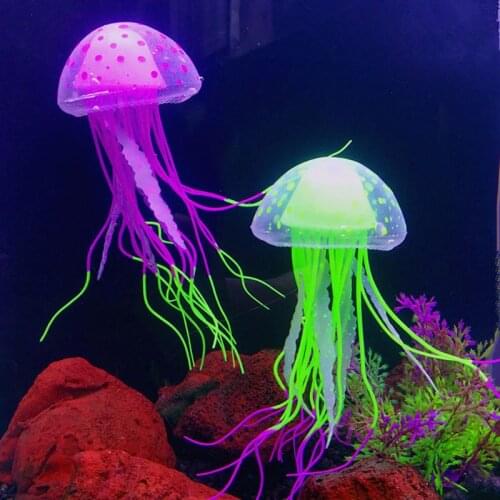 Aquarium Fluorescent Jellyfish Fish Tank Decoration Authentic Simulation Trumpet Goldfish Decor Fish Tank Supplies