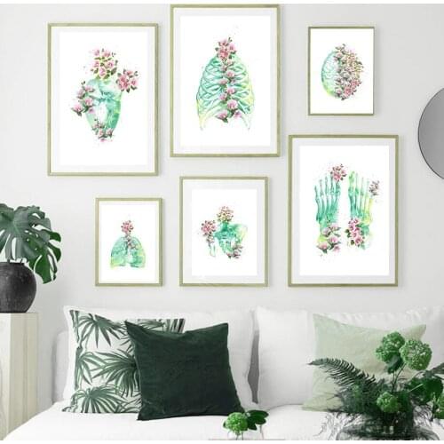 Anatomy Art Human Heart Brain Lungs Wall Art Canvas Painting Nordic Posters And Prints Wall Pictures For Doctor Office Decor