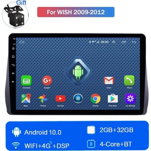 Android 10 Quad Core ROM 32GB Radio Unit Player 32EQ dsp for Toyota WISH 2009 2010 2011 2012 reversing image car GPS navigation