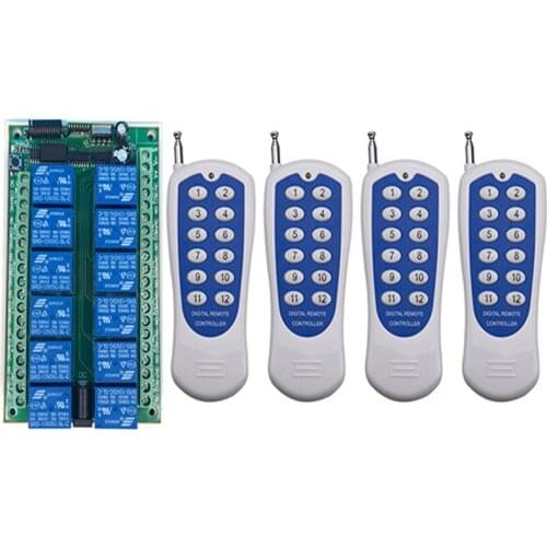 DC 12V 24V 10A 12 CH 12CH RF Wireless Remote Control Switch System Transmitter + Receiver/lamp/Garage Door/shutters/ window