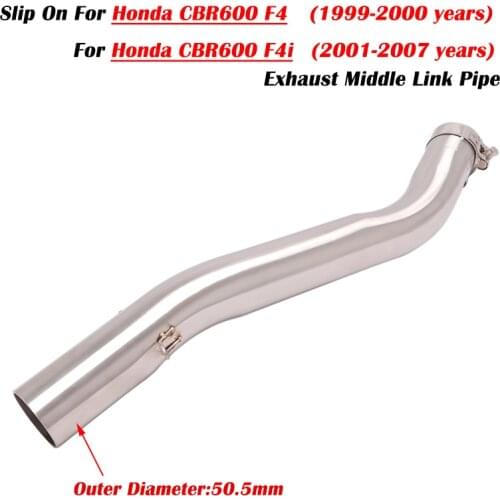 For Honda CBR600 F4 F4i 1999 - 2007 Motorcycle Exhaust Escape Middle Link Pipe Muffler Connected Mid Tube 51mm Modified Slip On