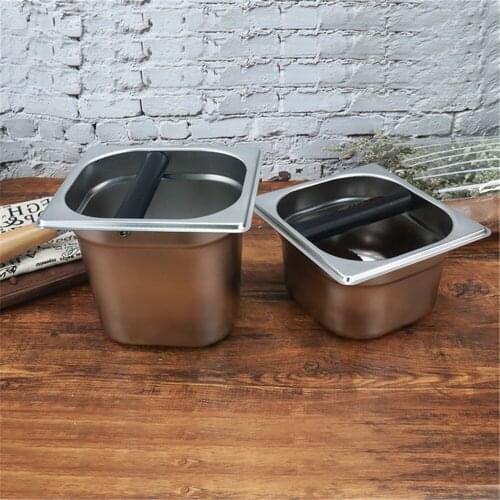 Deep Bowl Design Stainless Steel Espresso Knock Box Container with Rubber Bar for Coffee Machine