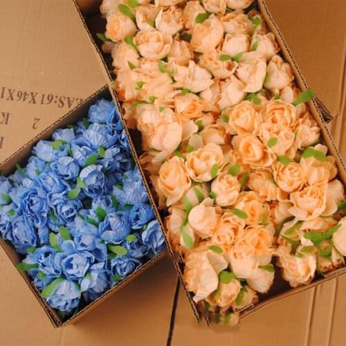 Artificial rose flowers 5cm wire flowers for wedding decoaration Champagne white pink