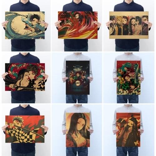 Classic anime Ghost destroying blade character Nezuko retro kraft poster vintage decorative wall sticker 35*51cm