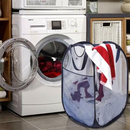 New Hot sale Foldable Clothes Storage Baskets Mesh Washing Dirty Clothes Laundry Basket Portable Sundrie Organizer Container