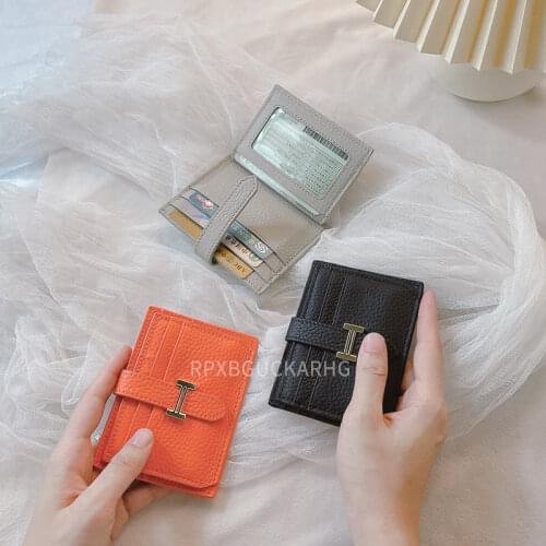 Genuine Leather Card&License Holder Luxury Long Hasp Lychee Pattern Coin Purses Female Brand Mini Women Wallet Light Weight