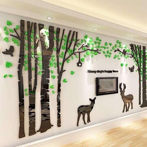Creative Forest deer large 3D acrylic three-dimensional wall stickers decorative living room bedroom TV background wall stickers