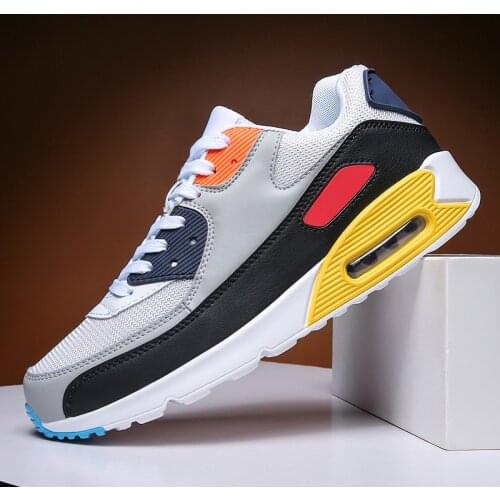 Mens Air Cushion Sneakers Brearhable Running Shoes Trendy Hard-wearing Light Sports Shoes Antiskid Damping Lovers Jogging Shoes
