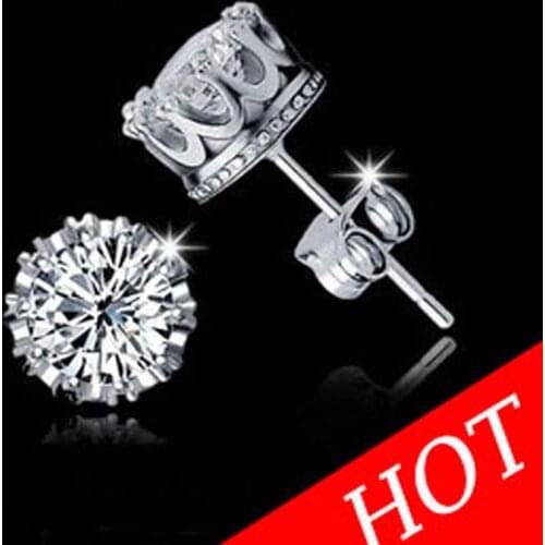 Fashion Korean Crown Zirconia Ear Studs Cubic Zircon Accessories Stainless Steel Jewelry Earrings Stud For Women MADE IN CHINA