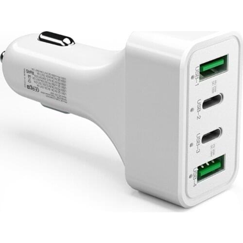 The Latest Multifunctional 4-port USB+Type C Car Charger Indispensable Mobile Adapter for Mobile Phone and Tablet Retailsale