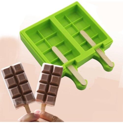 New 2 Cavities 8 Small Checks Shape Chocolate Bar For Lollipops Mold Silicone Ice Cream Cube Popsicle Cake Pops Candy Moulds