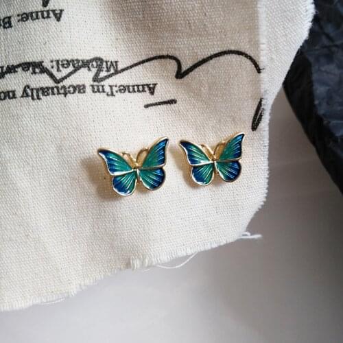 Wholesale S925 Silvery Female Butterfly Earrings Ear Clip Hipster Ins Style 3D Small Ear Stud Wholesale