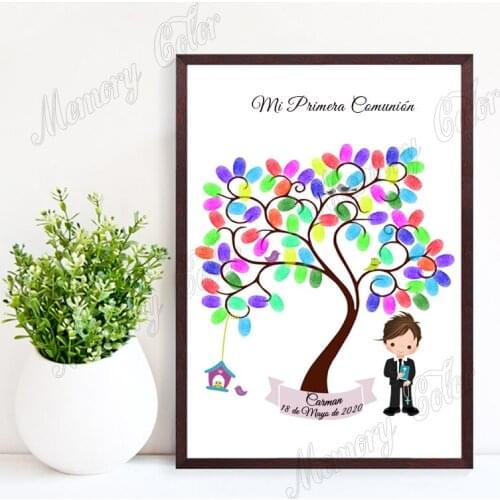 Personalized Kids First Holy Communion Guestbook Custom Theme Name Date Fingerprint DIY Canvas For Boys Girls Primera Comunión