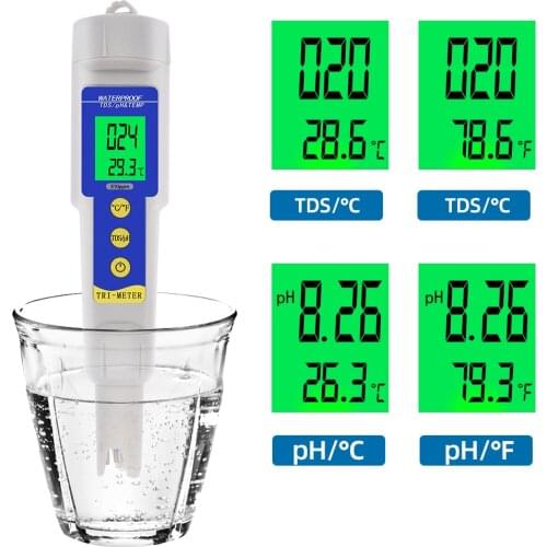 PH-618 PH Meter ORP Chlorine Meters TDS Salinity Testers EC Temp Detector Water Quality Monitor Test Tool Filter for Pool 20%OF