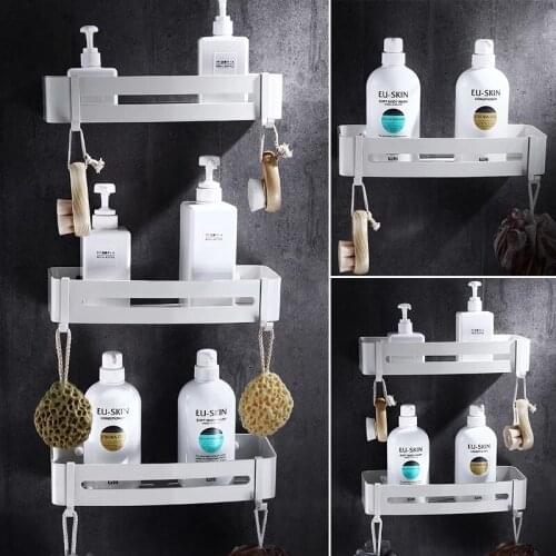 Bathroom Shelf Aluminum White Shower Shampoo Soap Holder Bathroom Corner Shelf Bathroom Accessory Storage Organizer Rack Holder