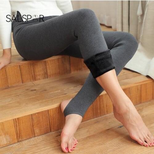 SALSPOR Plus Size Warm Trend Knitting Skinny Leggings Hot Sale 2021 Casual Winter Elastic Thicken Ladys Pants for Women New