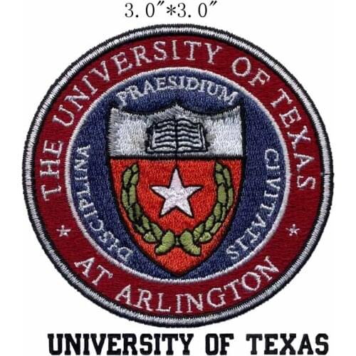University of Texas School Seal 3.0"high embroidery patch for iron on backing/star/jersey patch