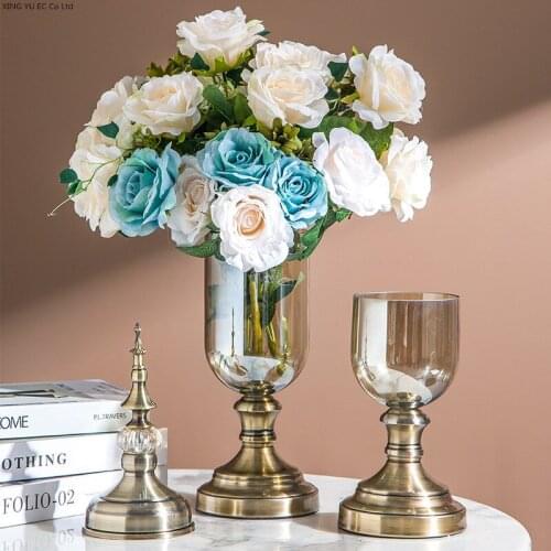 Countertop Glass Vase Decoration Art Vase Dried Flowers Flower Arrangement Accessories Modern Light Luxury Home Decoration