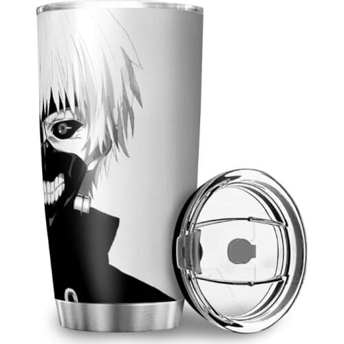 600ML Anime Printing Water Cup Stainless Steel Thermal Cup Leakproof Car Water Bottle Double Wall Vacuum Reusable Juice Cup