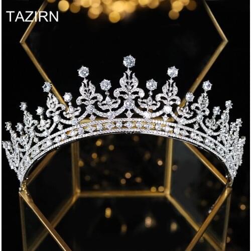Cubic Zirconia Wedding Bridal Tiaras Zircon British Royal Family Princess Kate Middleton Queen Style Crowns Pageant Headpieces