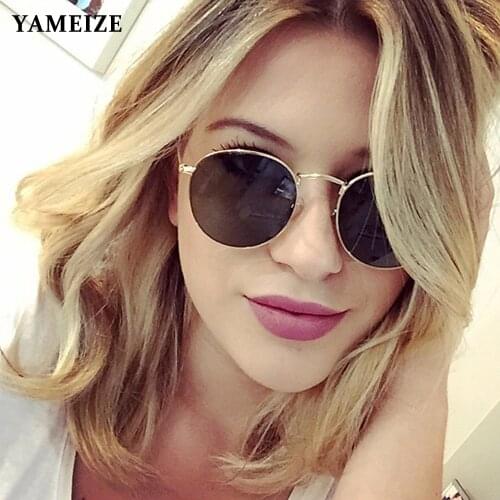YAMEIZE 2020 Classic Vintage Round Sunglasses Women Luxury Brand Retro Metal Sun Glasses Outdoor Eyewear Oculos De Sol Gafas
