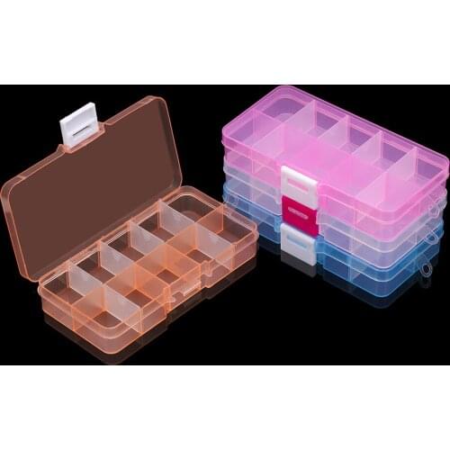 10 Slots Adjustable Clear Plastic Rectangle Storage Box Case Holder Craft Organizer Beads Jewelry Container For Jewelry Storage