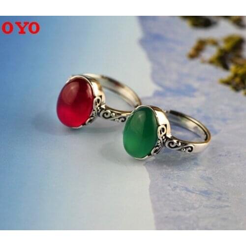 100%S925 Sterling Silver Jewelry Fashion Lady Open Red Corundum Ring