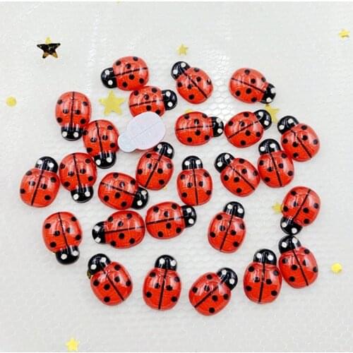 100 pcs/lot 9*13mm Ladybug flat back rhinestone decal stones DIY decorative acrylic rhinestones for clothing floral decoration