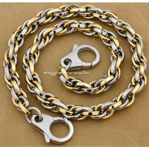 14" ~ 36" Two Tone 316L Stainless Steel Mens Biker Rocker Punk Wallet Chain 5N009WC