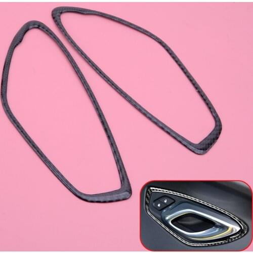 2pcs Carbon Fiber Interior Door Handle Trim Cover Frame Fit For Chevrolet Camaro 2016 2017 2018 2019