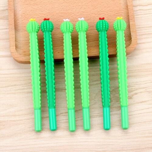 24Pcs Novelty Cute Cactus Gel Pens Kawaii Black Ballpoint Rollerball Funny Office Accessory School Stationery Stuff Thing Gift