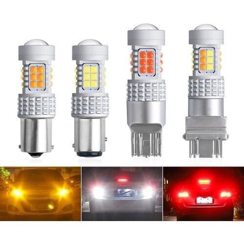 2x Canbus LED Bulbs 1156 BA15S 5W 1157 BAY15D P21/5W For Auto Turn Signal Brake DRL Daytime Running Light Dual-Colors White 12V