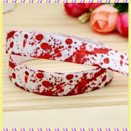 5/8'' Free shipping Fold Elastic FOE blood splatter printed headband headwear hairband diy decoration wholesale OEM P4432