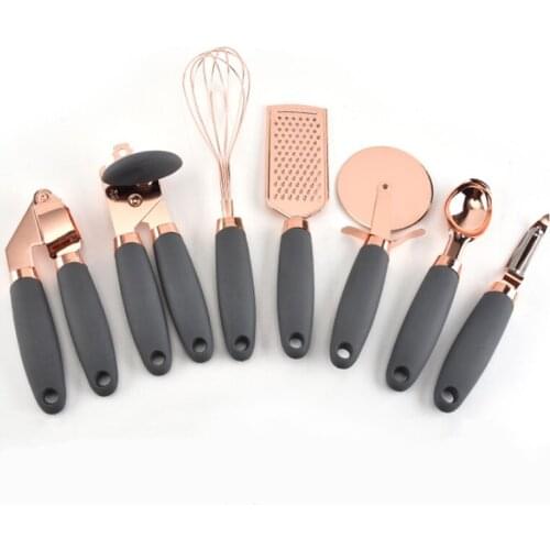 7Pcs/Lot Stainless Steel Utensils Ice Scream Scoop Peeler Garlic Press Cheese Grater Pizza Slicer Can Opener Kitchen Gadgets Set