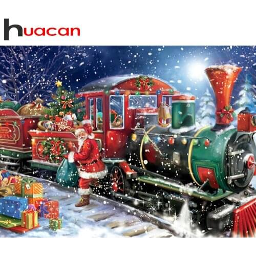 Huacan diamond embroidery Christmas cross stitch diamond mosaic Santa Claus with square round drill diamond painting home art