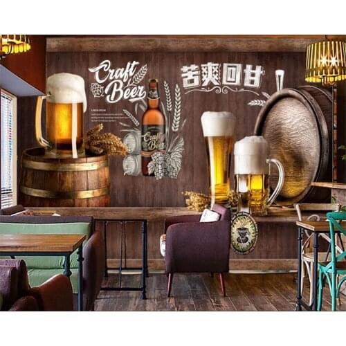 Beibehang wallpaper for bedroom wal European and American style beer dining background wall papers home decor painting behang