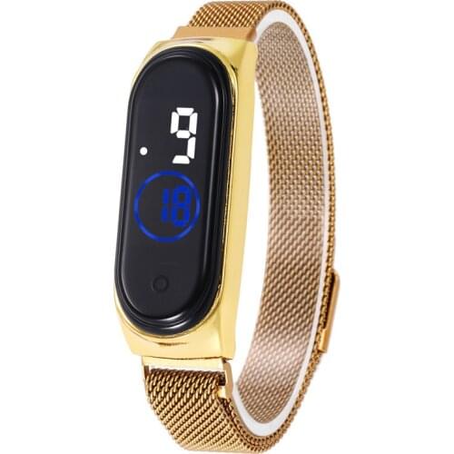 Fashion Man Women LED Waterproof Watch M4 Luxury Digital Sport Fitness Magnetic Milanese Band Relogio Feminino Wristwatch Clock