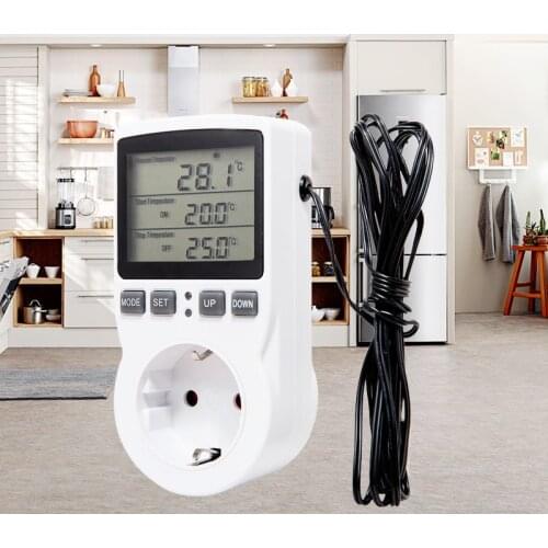 Digital Temperature Controller Socket 110-250V Thermostat Socket with Timer Switch EU/US/UK/AU/FR Plug Multifunctional Plug
