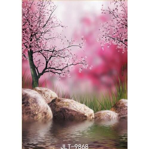 Floral Backdrop Plum Stone Water Photography Backdrops Natural Scenery Vinyl Cloth 3D Backgrounds for Photo Studio Photoshoot