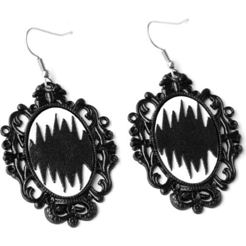 Gothic Creative Geometric Earrings Black Demon Tooth Mirror Vintage Drop Earrings For Women Halloween Jewelry Party Gift 2020
