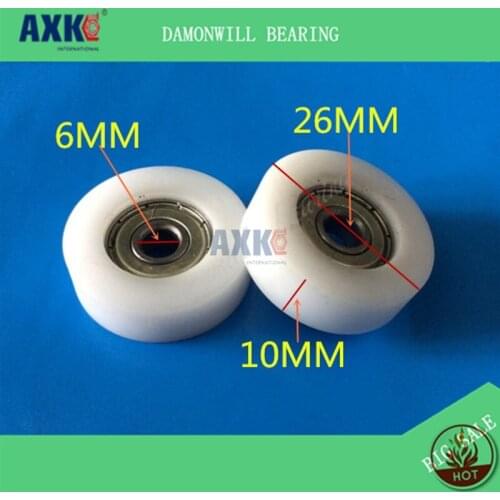 Plastic coated wheel 6*26*10 rubberized nylon pulley 626 bearing guide wheel POM positioning roller 4PCS