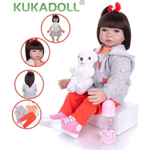 KUKADOLL 60 CM Newborn Reborn Babies Doll Cloth Body Fashion Princess Girl Baby Toy Dolls For Kids Christmas Childrens day Gift