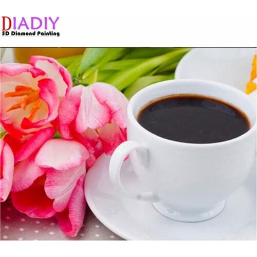 Square diamond painting DIY cross stitch kit coffee decoration painting 5D rhinestone embroidery mosaic embroidery new year gift