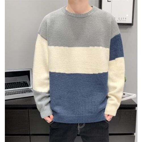 2020 Autumn Winter New Mens Pullover Casual Warm O-Neck Sweater Oversize Men Fashion Loose Korean Clothes 3XL High Quality