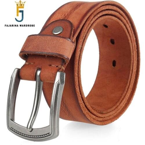 FAJARINA 2017 Mens Designer 100% Pure Real Striped Genuine Leather Belts for Men Top Quality Cowhide Straps Male Belt N17FJ309