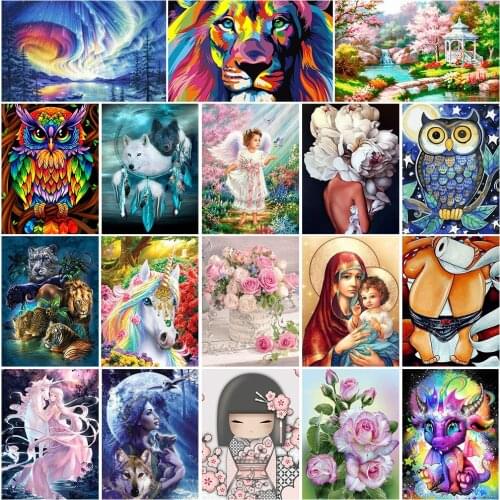 FIYO Diy Diamond Painting Cross Ctitch Kits Mosaic Embroidery Landscape Animals Cartoon Flowers Religion Portrait Hot Sales 2021